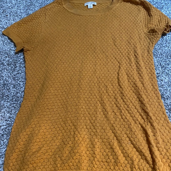 Maison Jules Honeycomb Knit Short Sleeve Top - Mustard - Picture 1 of 2